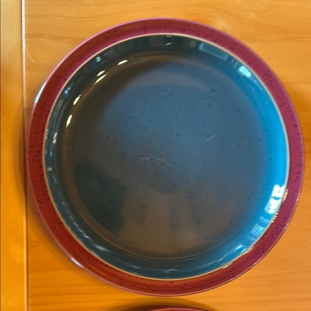 Elegant Blue and Red Dinner Plate Harlequin Denby